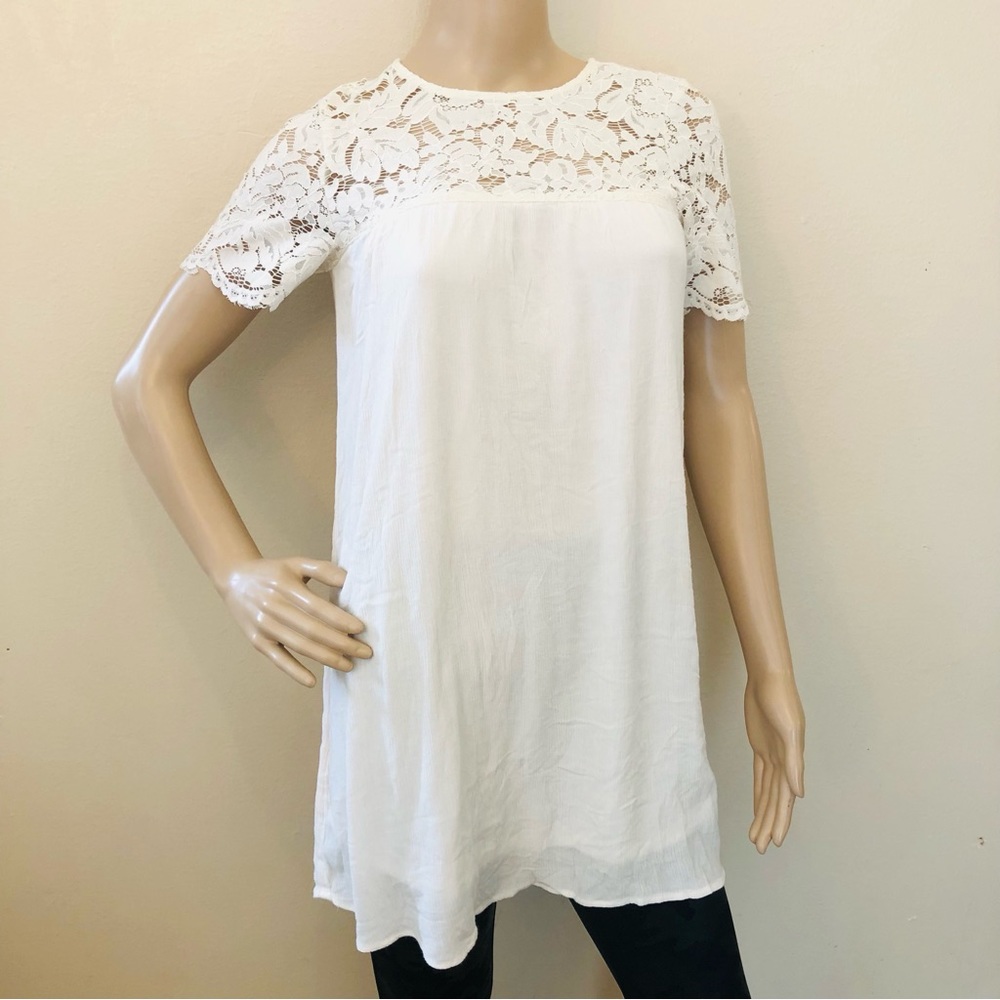 H&M cream lace tunic length shirt / dress